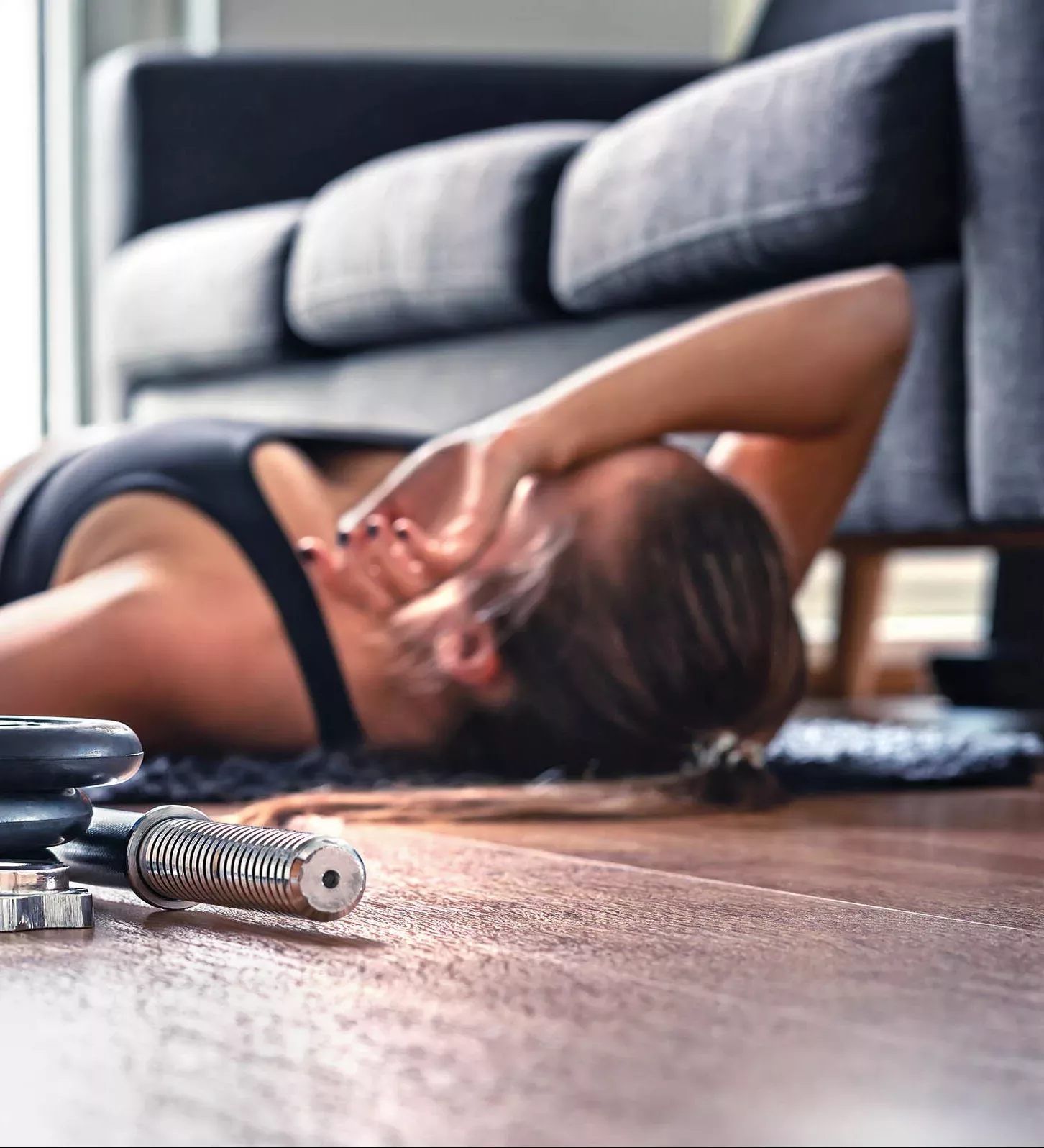 Tired after exercise and workout. Overtraining concept. Exhauste Tired after exercise and workout. Overtraining concept. Exhauste